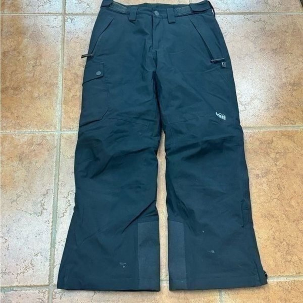 REI Co-op Snow Pants Kids Black Growth Spurt Insulated Cargo‎ Medium 10-12